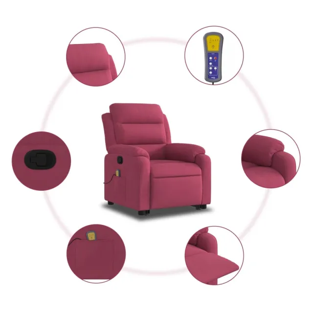 Fauteuil de massage inclinable Rouge bordeaux Velours