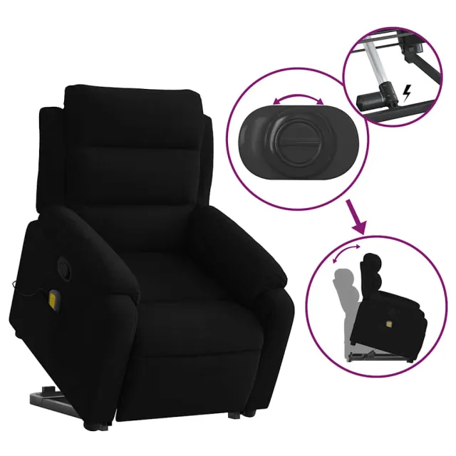 Fauteuil de massage inclinable Noir Velours