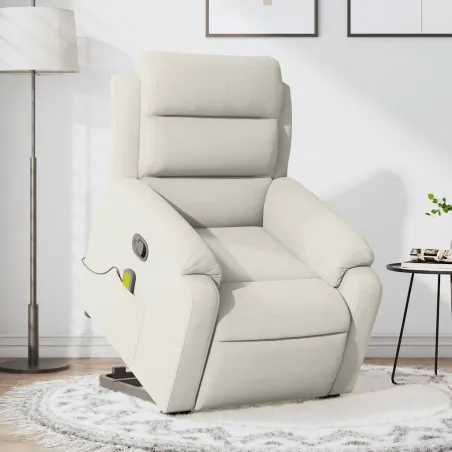 Fauteuil de massage inclinable Crème Velours