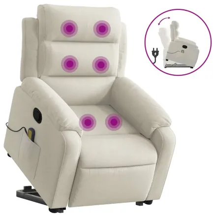 Fauteuil de massage inclinable Crème Velours 2