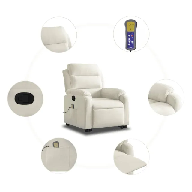 Fauteuil de massage inclinable Crème Velours