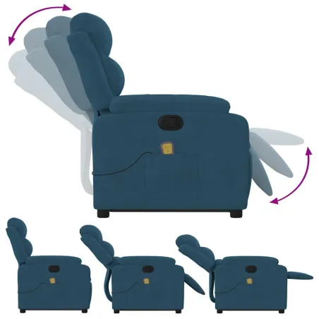 Fauteuil de massage inclinable Bleu Velours