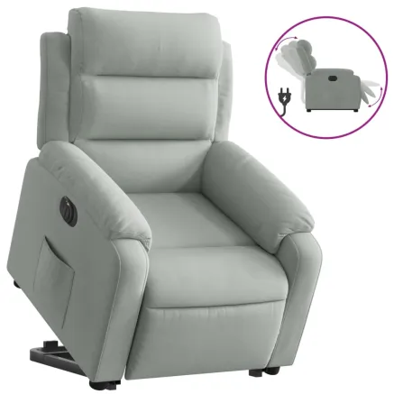 Fauteuil inclinable électrique gris clair velours 2