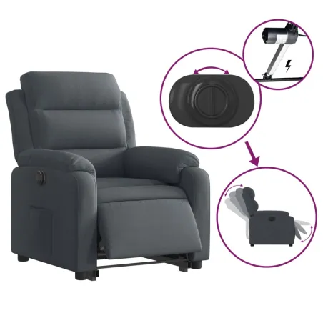 Fauteuil inclinable électrique gris foncé velours