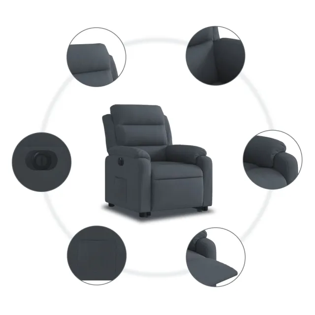 Fauteuil inclinable électrique gris foncé velours