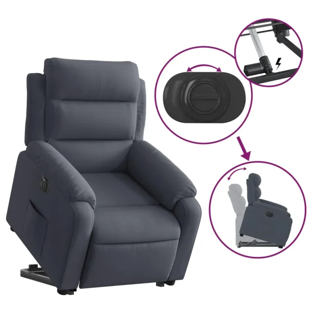 Fauteuil inclinable électrique gris foncé velours