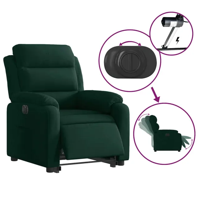Fauteuil inclinable électrique vert foncé velours