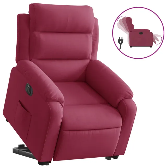 Fauteuil inclinable électrique rouge bordeaux velours