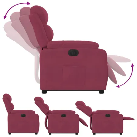 Fauteuil inclinable électrique rouge bordeaux velours