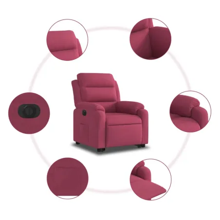 Fauteuil inclinable électrique rouge bordeaux velours