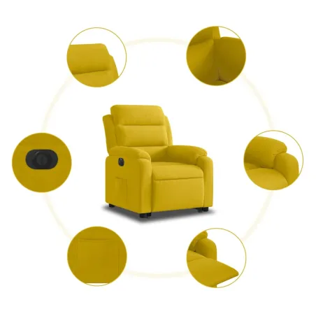 Fauteuil inclinable électrique jaune Velours