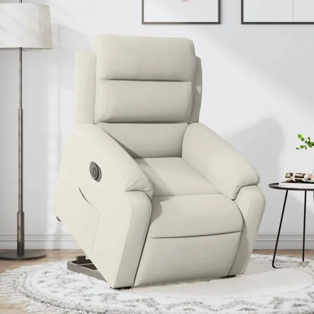 Fauteuil inclinable électrique crème velours