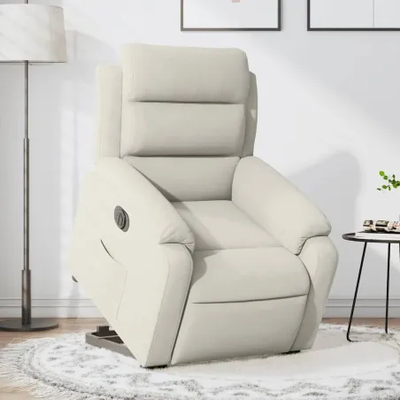 Fauteuil inclinable électrique crème velours