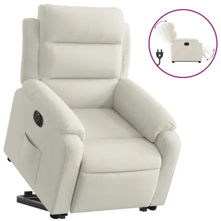 Fauteuil inclinable électrique crème velours 2