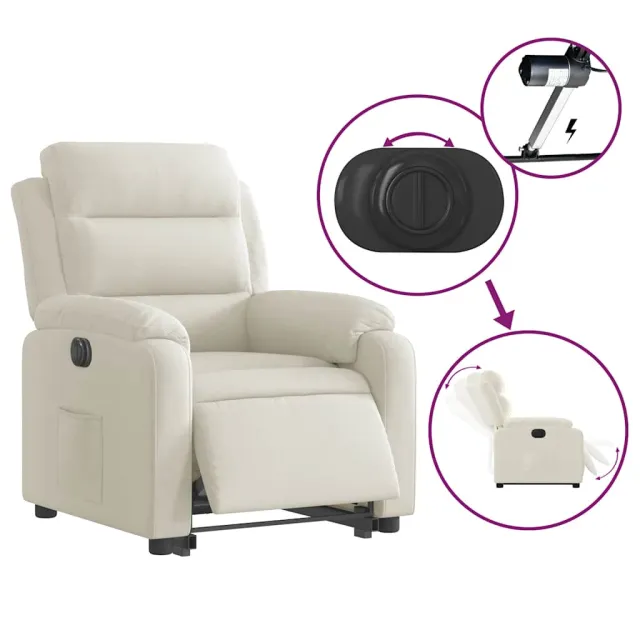 Fauteuil inclinable électrique crème velours