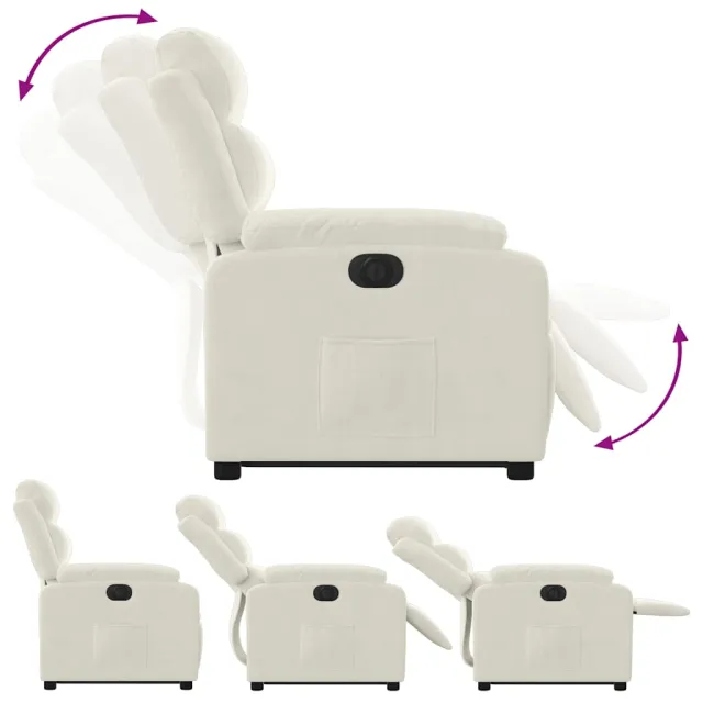 Fauteuil inclinable électrique crème velours
