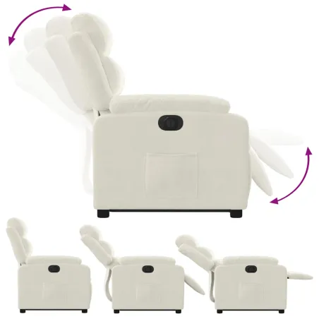 Fauteuil inclinable électrique crème velours