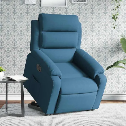 Fauteuil inclinable électrique bleu velours