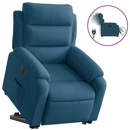 Fauteuil inclinable électrique bleu velours 2