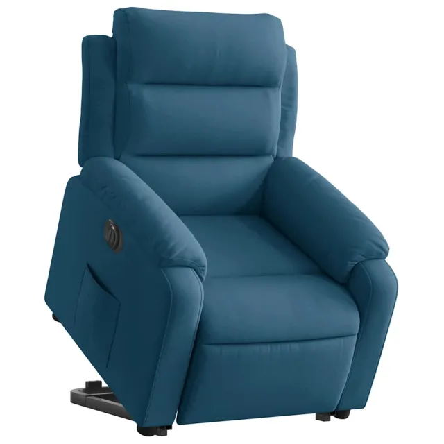 Fauteuil inclinable électrique bleu velours