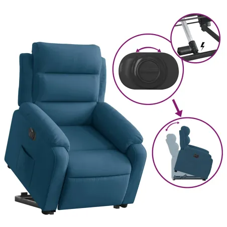 Fauteuil inclinable électrique bleu velours