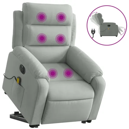 Fauteuil inclinable de massage électrique gris clair velours 2