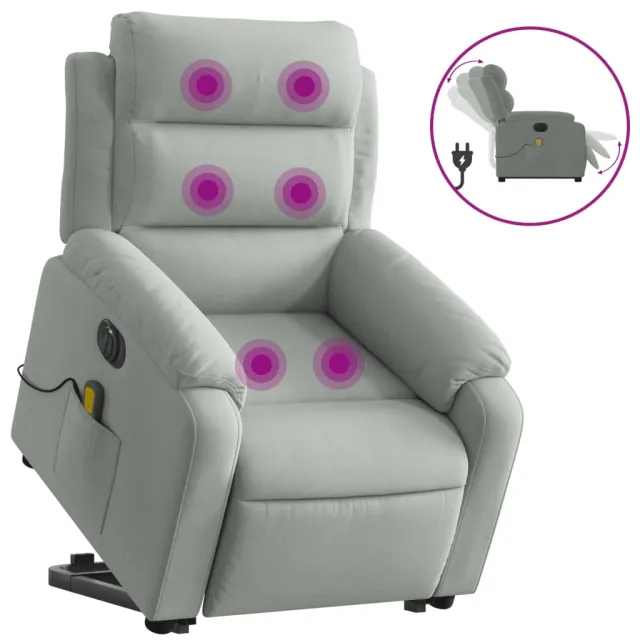 Fauteuil inclinable de massage électrique gris clair velours