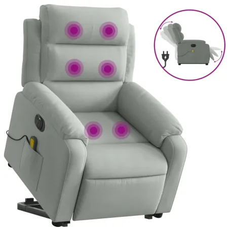 Fauteuil inclinable de massage électrique gris clair velours