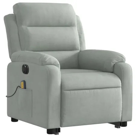 Fauteuil inclinable de massage électrique gris clair velours