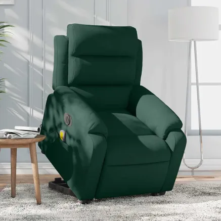 Fauteuil inclinable de massage électrique vert foncé velours