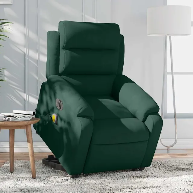 Fauteuil inclinable de massage électrique vert foncé velours
