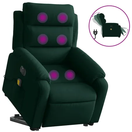 Fauteuil inclinable de massage électrique vert foncé velours