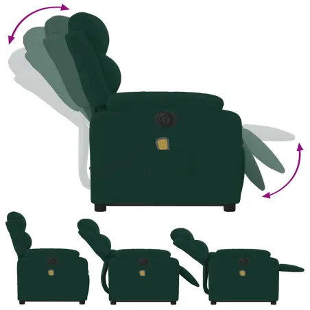 Fauteuil inclinable de massage électrique vert foncé velours