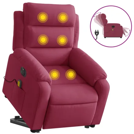 Fauteuil inclinable de massage électrique rouge bordeaux 2