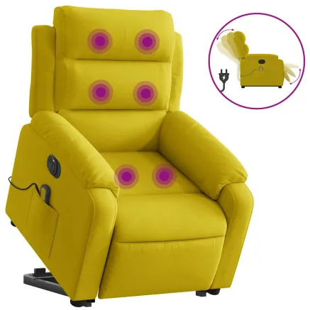 Fauteuil inclinable de massage électrique jaune velours 2
