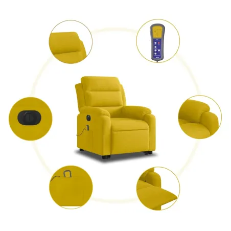 Fauteuil inclinable de massage électrique jaune velours