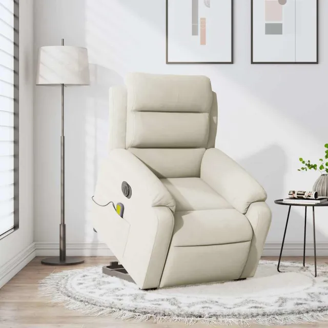 Fauteuil inclinable de massage électrique crème velours