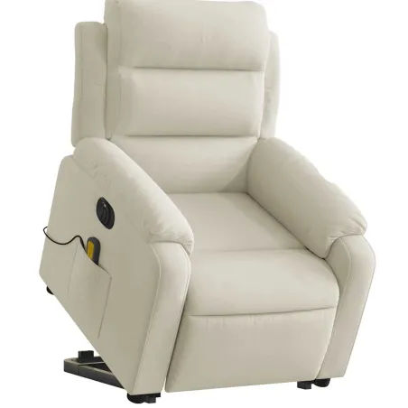 Fauteuil inclinable de massage électrique crème velours