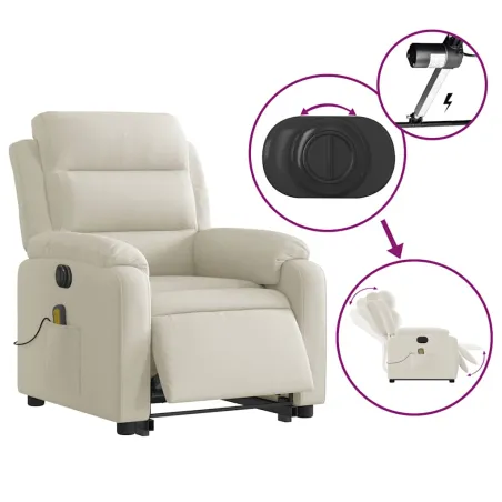 Fauteuil inclinable de massage électrique crème velours
