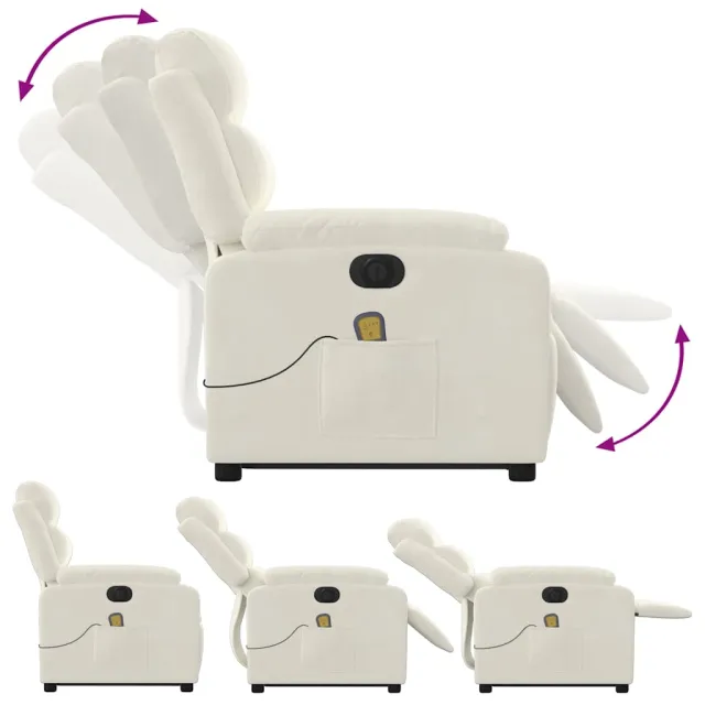 Fauteuil inclinable de massage électrique crème velours