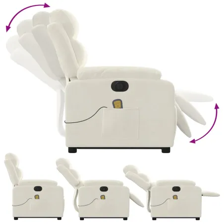 Fauteuil inclinable de massage électrique crème velours
