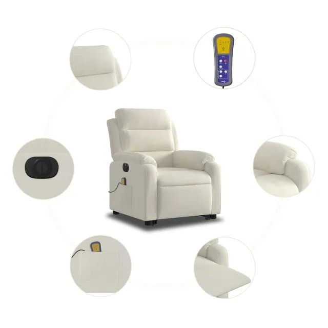Fauteuil inclinable de massage électrique crème velours