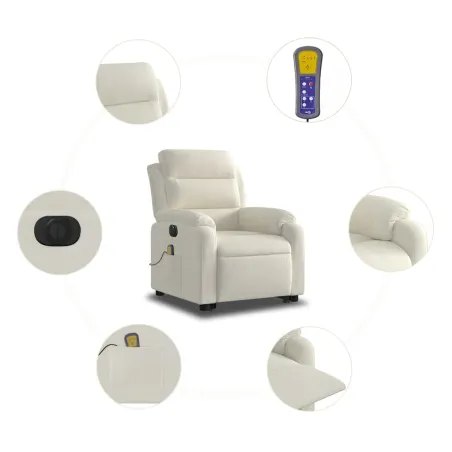 Fauteuil inclinable de massage électrique crème velours