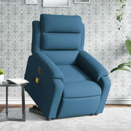 Fauteuil inclinable de massage électrique bleu velours