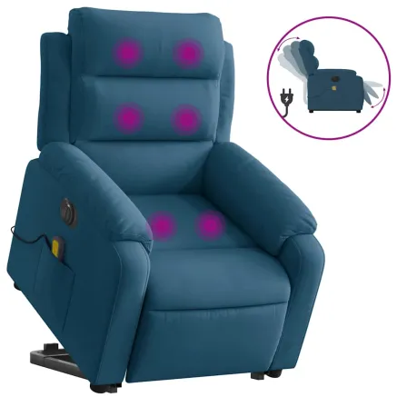 Fauteuil inclinable de massage électrique bleu velours 2