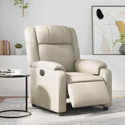 Fauteuil inclinable électrique Crème Similicuir