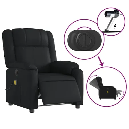 Fauteuil de massage inclinable électrique noir similicuir