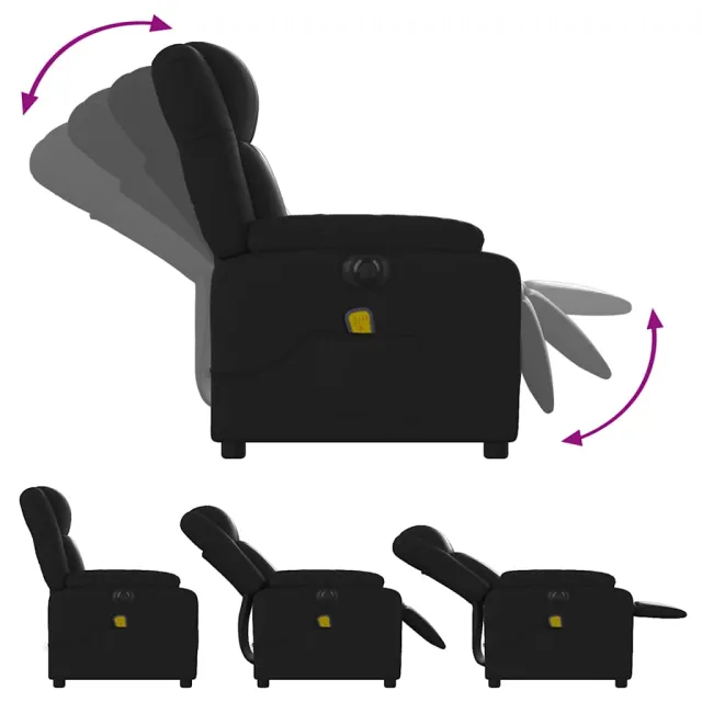 Fauteuil de massage inclinable électrique noir similicuir