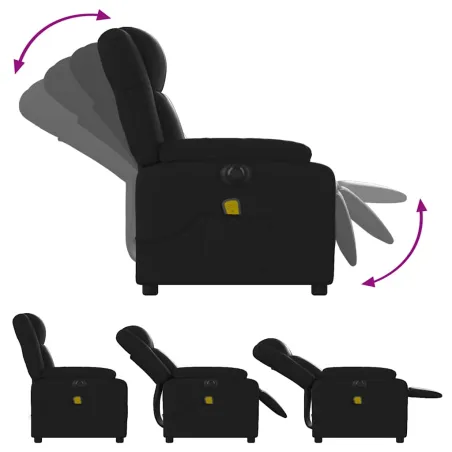 Fauteuil de massage inclinable électrique noir similicuir