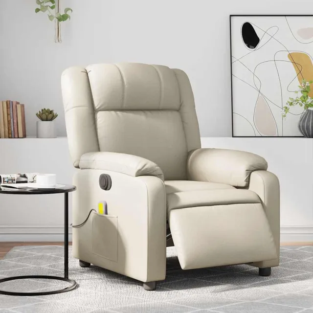 Fauteuil de massage inclinable électrique crème similicuir